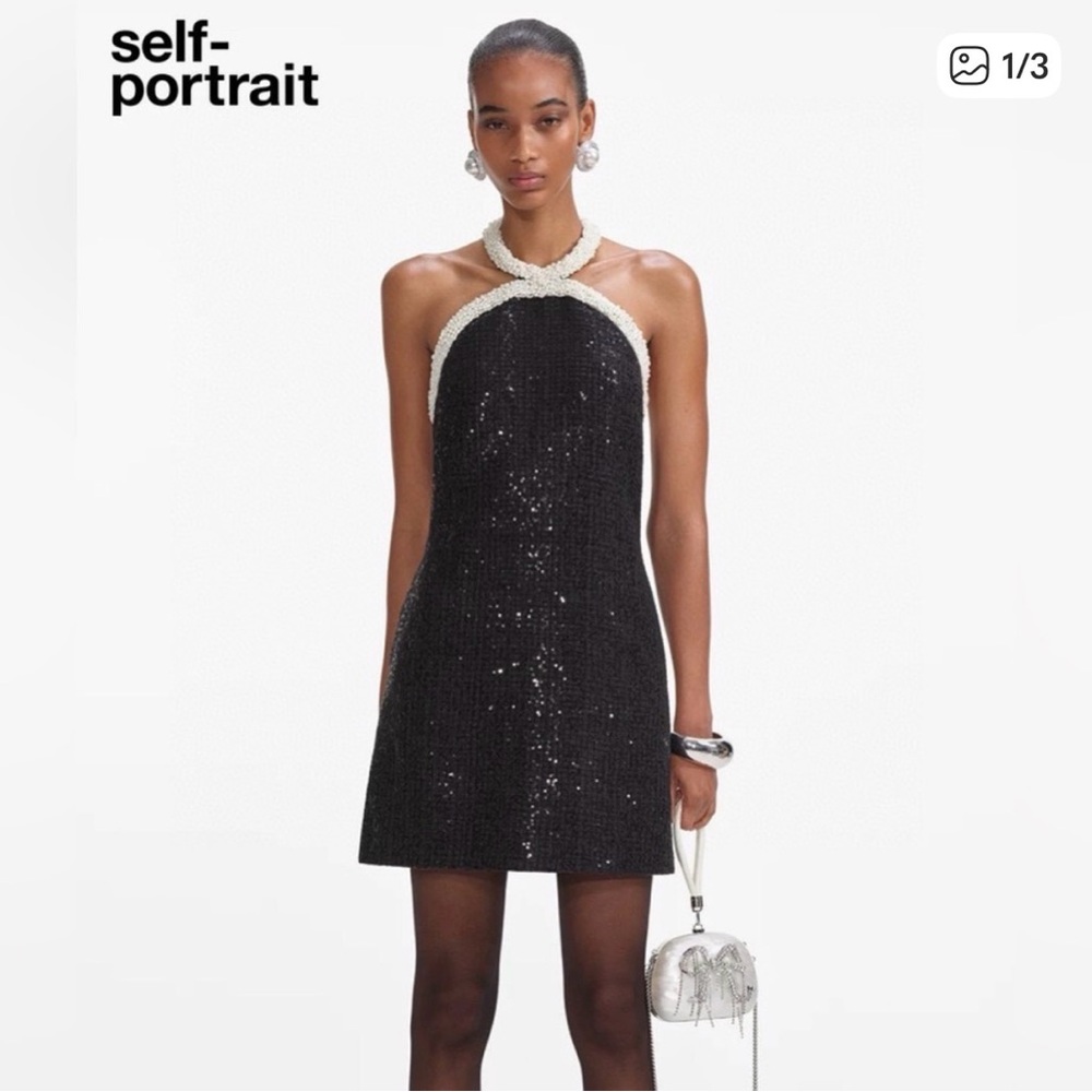 Self portrait Boucle Pearl sequin dress